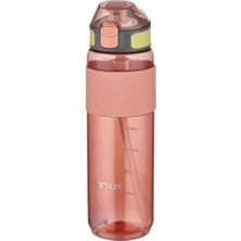 Die Grup Tkk 800ML Pipetli Taşıma Kulplu Silikon Gövde Ölçü Skalalı Tritan Su Matarası (Pembe)