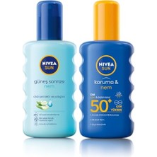 Die Grup Nivea Sun Güneş Sonrası Nem Spreyi 200 ml ve Nıvea Sun Spf 50+ Koruma & Nem Güneş Spreyi, Suya Dayanıklı Nemlendirici Güneş Kremi (200 Ml)