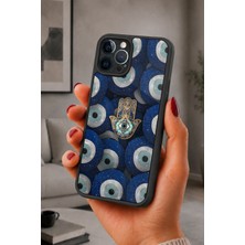 BG AKSESUAR iPhone 13 Pro Max Uyumlu Hamsa Desenli Kamera Korumalı Darbelere Dayanıklı Kılıf
