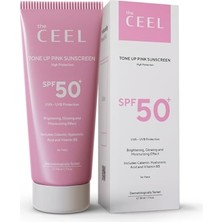 Die Grup The Ceel Spf 50+ Pembe Ton Eşitleyici Güneş Kremi 50 ml - Glutatyon ve Hyaluronik Asit Içeren Uva/uvb Koruyucu, Aydınlatıcı Tone Up Pink Sunscreen, Nemlendirici Yüz Güneş Kremi ve Makyaj Bazı