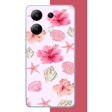 Aksesuarist Redmi Note 13 4g Uyumlu Pembe Çiçek Baskılı Silikon Kılıf