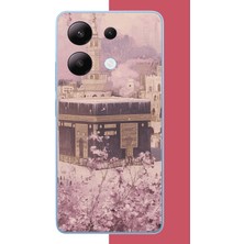 Aksesuarist Redmi Note 13 4g Uyumlu Pembe Çiçekli Kabe Baskılı Silikon Kılıf
