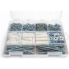 Die Grup 312 Parça 11 Çeşit Vida Dübel ve Pul Seti - Organizer Takım Çantası - Dın 7505 Sunta Vidaları - Kraft Plastik Dübel - Pz2 Bits Uç Dahil
