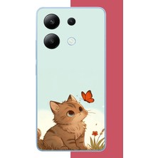 Aksesuarist Redmi Note 13 4g Uyumlu Minik Kedi Baskılı Silikon Kılıf