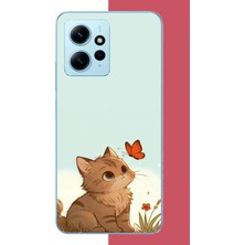 Aksesuarist Redmi Note 12 4g Uyumlu Minik Kedi Baskılı Silikon Kılıf