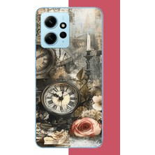 Aksesuarist Redmi Note 12 4g Uyumlu Çiçekli Saat Baskılı Silikon Kılıf