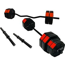 Die Grup Tan Spor 70  Düz Bar (150 Cm) + Z Bar (120 Cm) Dambıl Halter Full Set Kırmızı Kapaklı