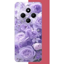 Aksesuarist Redmi 14C Uyumlu Mor Çiçek Baskılı Silikon Kılıf
