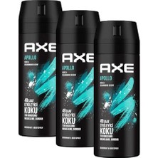 Die Grup Axe Erkek Sprey Deodorant Apollo 48 Saat Etkileyici Koku Vücut Spreyi 150 ml (3 Paketi)