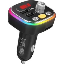 Die Grup SL-BT306 Çift USB 5V 3.1A Rainbow Işıklı LED Ekran Tf Kartlı V5.0 Bluetooth Fm Transmitter