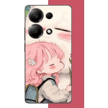 Aksesuarist Redmi Note 13 Pro 4g Uyumlu Kawaii Küçük Kız ve Kedi Baskılı Silikon Kılıf