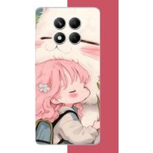 Aksesuarist Redmi Note 14 Pro 5g Uyumlu Kawaii Küçük Kız ve Kedi Baskılı Silikon Kılıf