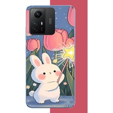 Aksesuarist Redmi Note 12S Uyumlu Peluş Tavşan Baskılı Silikon Kılıf