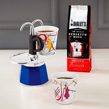 Die Grup Bialetti - Set Mini Express: Ocak Üstü Espresso Pişirici + 2 Cups - Kandinsky Serisi