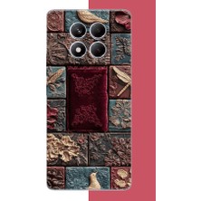 Aksesuarist Redmi Note 14 Pro Plus Uyumlu Kumaş Blok Baskılı Silikon Kılıf