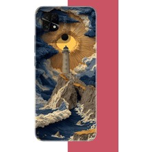 Aksesuarist Redmi 10C - Poco C40 Uyumlu Mavi Bulutlu Deniz Feneri Baskılı Silikon Kılıf