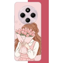 Aksesuarist Redmi 14C Uyumlu Lale Buketli Kız Baskılı Silikon Kılıf