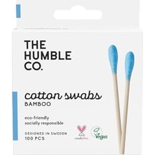 Die Grup - Humble Brush Cotton Swabs - Blue, Bambu Kulak Çubuğu Mavi, Çevre Dostu Pamuklu Kulak Çubukları, Plastik Içermeyen Ambalaj, Doğal Renkli Pamuktan Kulak Çubukları