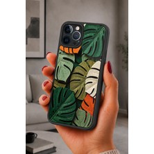 BG AKSESUAR iPhone 12 Pro Max Uyumlu Monstera Desenli Kamera Korumalı Darbelere Dayanıklı Kılıf