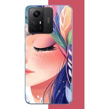 Aksesuarist Redmi Note 12S Uyumlu Renkli Yaprak Saçlı Kız.jpeg Baskılı Silikon Kılıf