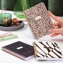 Die Grup Paperora Cep Boy 10X14 cm Spiralli Çizgili Karton Kapak 3'lü Defter Seti Leopar