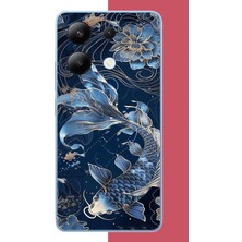 Aksesuarist Redmi Note 13 4g Uyumlu Mavi Yüzen Balık Baskılı Silikon Kılıf