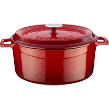 Die Grup Lava Döküm Yuvarlak Tencere, Trendy, 28 Cm, 6.71 L Hacim, Kırmızı