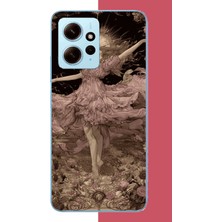 Aksesuarist Redmi Note 12 4g Uyumlu Pembe Elbiseli Kadın Baskılı Silikon Kılıf
