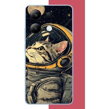 Aksesuarist Redmi Note 13 4g Uyumlu Astronot Kedi Baskılı Silikon Kılıf