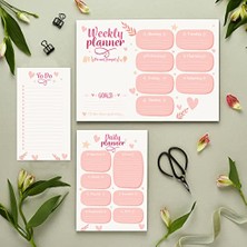 Die Grup Colortouch Masaüstü Planner Set - 50 Sayfa Tarihsiz Haftalık, Günlük Planlayıcı - Ofis Çalışanı, Öğrenci, Genç, Öğretmen Için Randevu, Toplantı, Organizasyon To Do List - 3 Parça - Kalp Serisi
