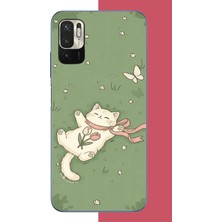 Aksesuarist Redmi Note 10 5g Uyumlu Fularlı Kedi Baskılı Silikon Kılıf