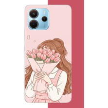 Aksesuarist Redmi Note 14 4g Uyumlu Lale Buketli Kız Baskılı Silikon Kılıf