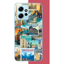 Aksesuarist Redmi Note 12 4g Uyumlu Kart Postal Kolaj Baskılı Silikon Kılıf
