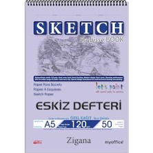 Die Grup Zigana A5 Spiralli Eskiz Defteri, 50 Yaprak, 120 gr | 120 gr Dokulu Kağıt ve Sert Mukavva Altlık; Sulu Boya, Akrilik, Kuru Boya Için Ideal Profesyonel Defter.