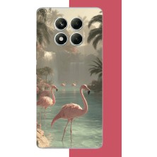 Aksesuarist Redmi Note 14 Pro 5g Uyumlu Akarsudaki Flamingo Baskılı Silikon Kılıf