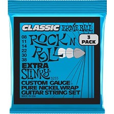 Die Grup Ernie Ball Ekstra Slinky Klasik Rock And Roll Elektro Gitar Dizeleri Saf Nikel Yara 3'lü Paket Ölçer 8-38