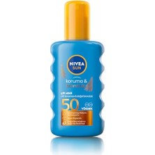 Die Grup Nıvea Sun SPF50 Koruma ve Bronzluk Güneş Spreyi 200ML, Doğal Bronzluk, Suya Dayanıklı,melanin