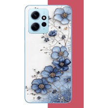 Aksesuarist Redmi Note 12 4g Uyumlu Mavi Çiçek Baskılı Silikon Kılıf