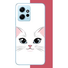 Aksesuarist Redmi Note 12 4g Uyumlu Kedi Yüzü Baskılı Silikon Kılıf