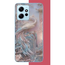 Aksesuarist Redmi Note 12 4g Uyumlu Kristal Kuğu Baskılı Silikon Kılıf