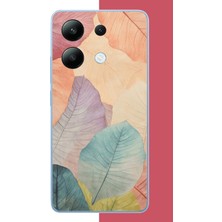 Aksesuarist Redmi Note 13 4g Uyumlu Renkli Yaprak Baskılı Silikon Kılıf