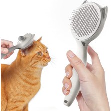Die Grup Kedi Köpek Tarağı – Otomatik Temizlenen Düğmeli Evcil Hayvan Tarağı, Masaj Etkili Yumuşak Tarama Fırçası, Kolay Temizlenen Pratik Kedi Tarak Fırçası (Gri) Atapet