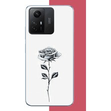 Aksesuarist Redmi Note 12S Uyumlu Siyah Gül Baskılı Silikon Kılıf
