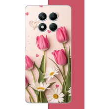 Aksesuarist Redmi Note 14 Pro 5g Uyumlu Pembe Lale Baskılı Silikon Kılıf