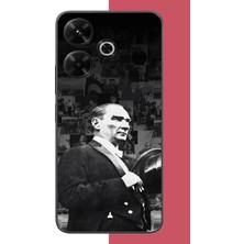 Aksesuarist Redmi 13 Uyumlu Şapka ile Selamlayan Atatürk Baskılı Silikon Kılıf