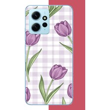 Aksesuarist Redmi Note 12 4g Uyumlu Mor Lale Baskılı Silikon Kılıf