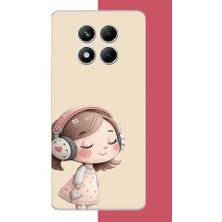 Aksesuarist Redmi Note 14 Pro 5g Uyumlu Pembe Kulaklıklı Kız.jpeg Baskılı Silikon Kılıf