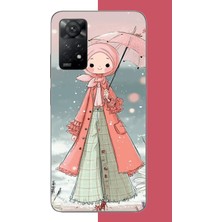 Aksesuarist Redmi Note 11E Uyumlu Pembe Şemsiyeli Kız Baskılı Silikon Kılıf