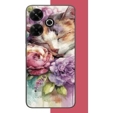 Aksesuarist Redmi 13 Uyumlu Sulu Boya Kedi Baskılı Silikon Kılıf