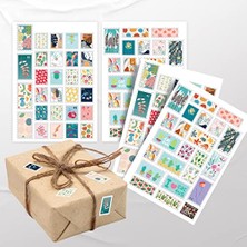 Die Grup Colortouch Paketleme Çıkartmaları - Hediyeler Için Pul Görünümlü Sticker - 55 Adet Farklı Boyutlarda - Renkli Etiketler - Pul Görünümlü Doğa Serisi Çıkartmalar